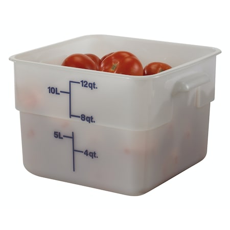 Cambro Cambro - Square Food Container, w/Handles, 12 Quart, 11-1/4x12-1/4x8-3/4, White 12SFSP148
